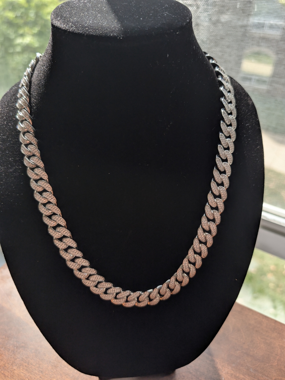 925 Sterling Silver CZ Cuban Link Chain 14mm 24" Men's Necklace